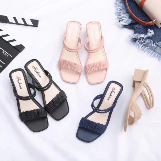 【BELLE】Korean Rubber High 2 inch Heels Sandals For Women Shopee