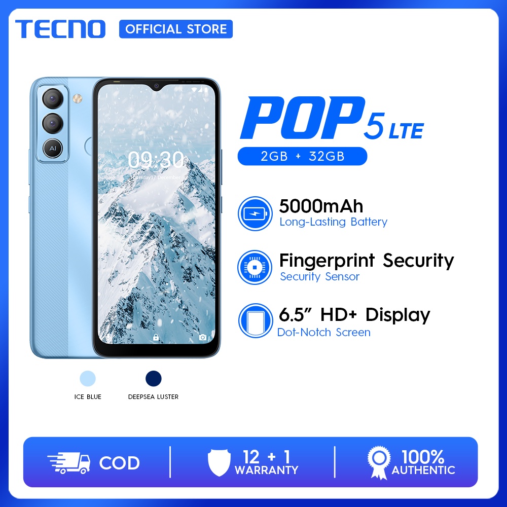 Tecno POP 5 LTE, Model BD4; SC9863, 32GB ROM + 2GB RAM | Shopee Philippines