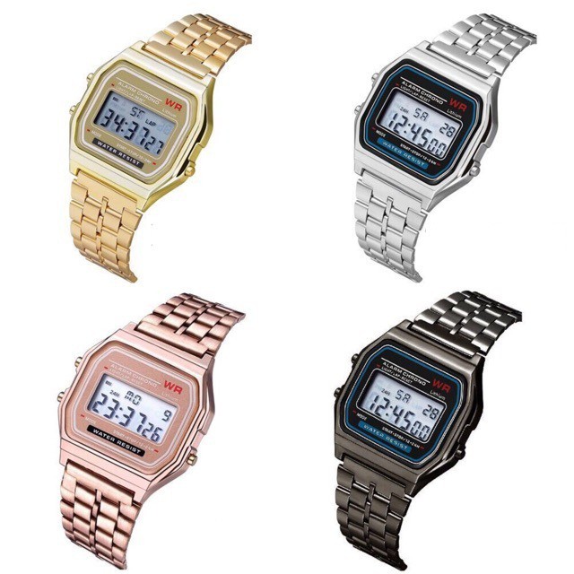 casio couple watch silver