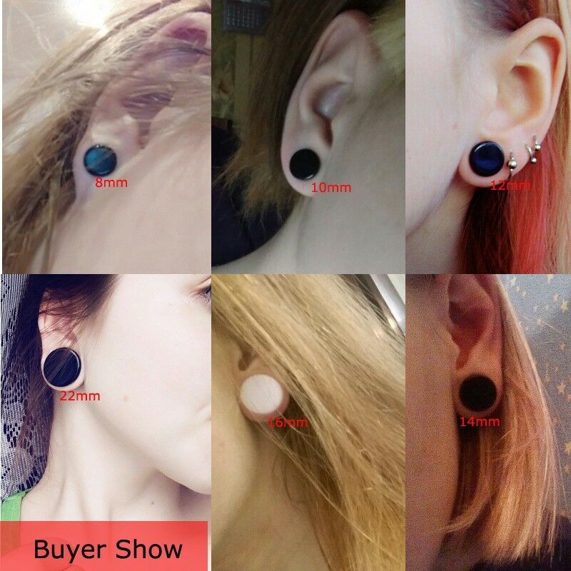 BIG GAUGES Pair of Black Acrylic Solid Double Flare Saddle Piercing Jewelry Ear Flesh Plugs Stretcher Lobe Earring 