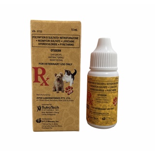 Otiderm Antibacterial and Insecticidal Ear Drops for Dogs and Cats (15ml)