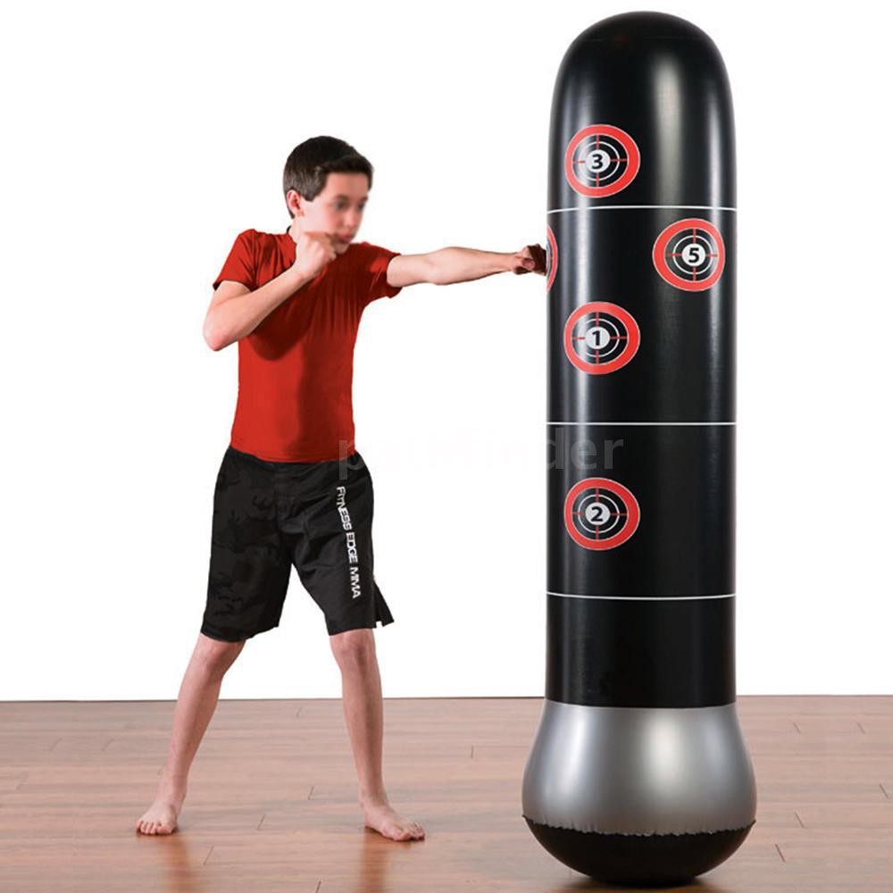 etc - 160cm Ecent Punching Bag Free Standing Fitness Exercise Pressure Reducing Heavy Bag Training Bag Inflatable for Adult Children Karate Fitness 