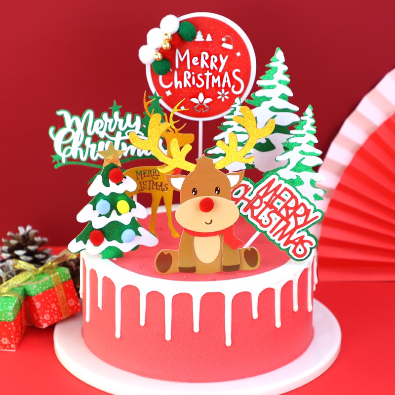 Merry Christmas Glitter Paper Cake Topper Cupcake Topper Hiasan Kek ...