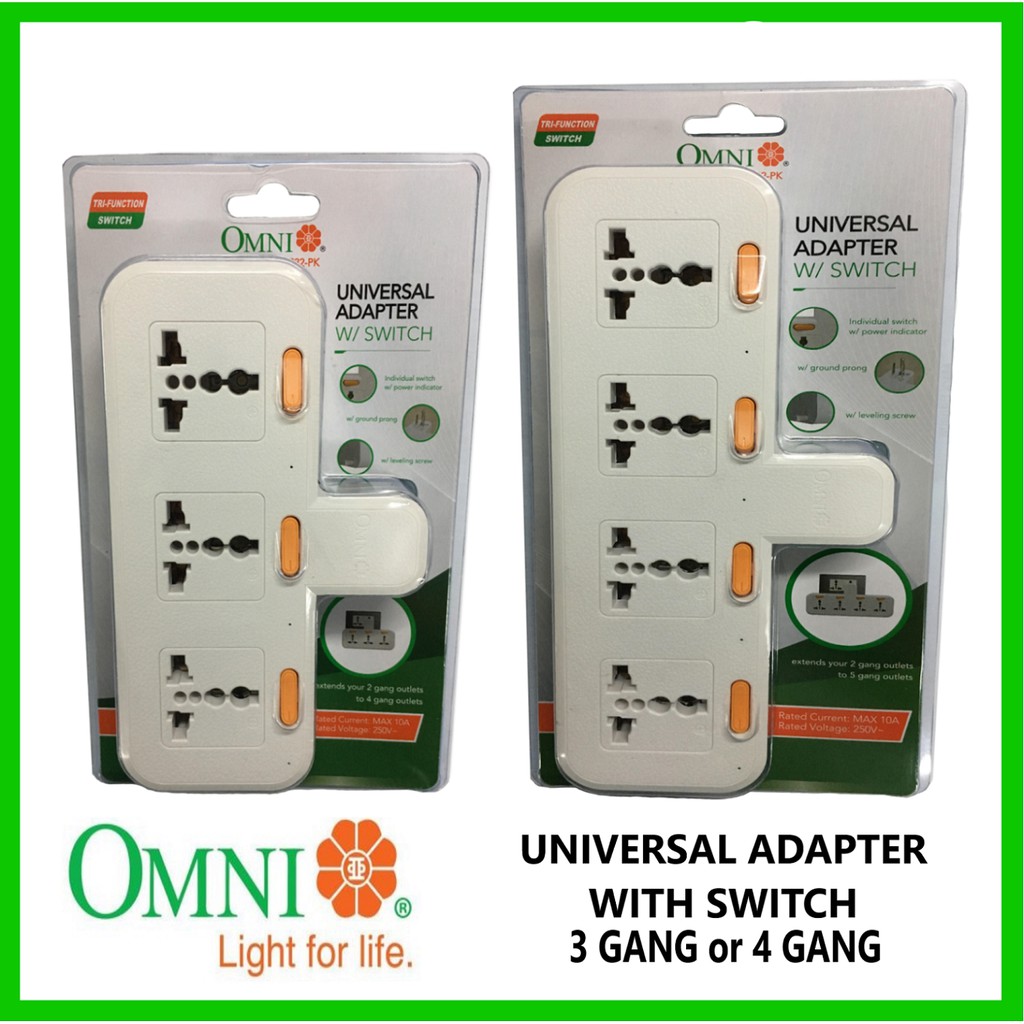 Omni Universal Adapter with Switch 3 GANG WUA032PK or 4 GANG WUA042