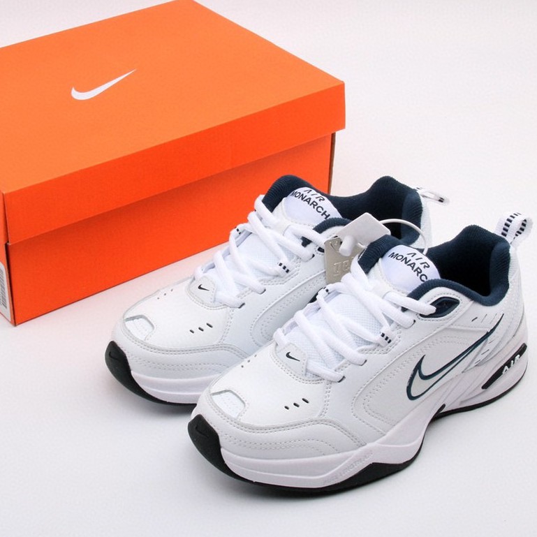 nike air monarch white blue