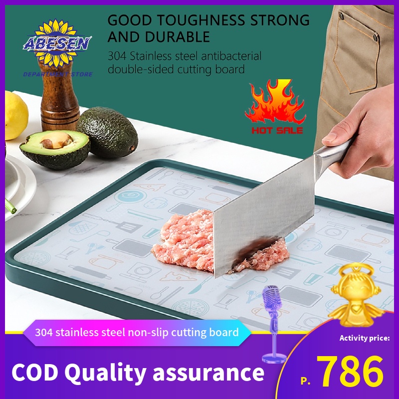 Stainless Steel Double-Sided Cutting Board Antibacterial Cutting Board Plastic Household kneading Cutting Board Mildew-Proof Wheat Board 