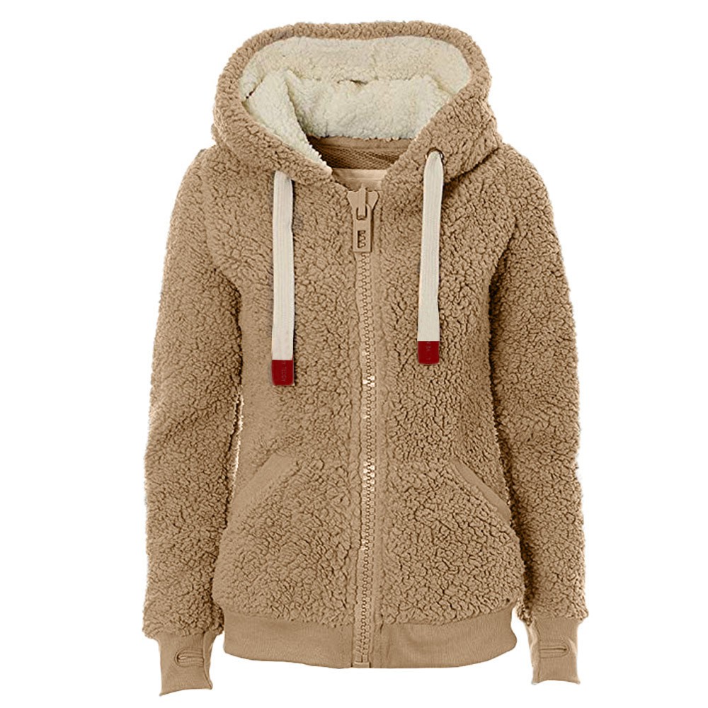 womens hooded teddy jacket