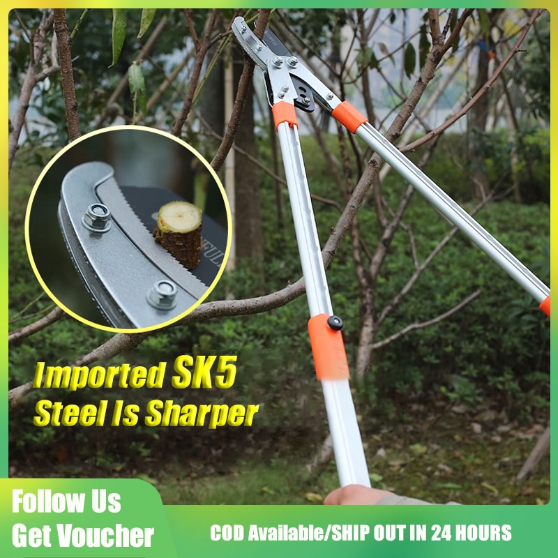 Extendable Loppers with Compound Action, Pruning scissors, Long Handle