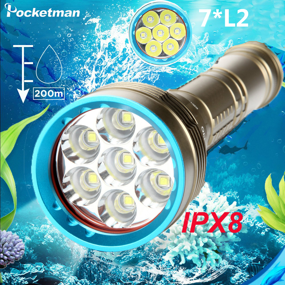2000/8500 Lumen Waterproof Underwater XM-L2 LED Submarine Lights Holder with Rechargeable 18650 Battery 100M Underwater LED Flashlight White Submersible Lights KOKOIN Diving Flashlight 