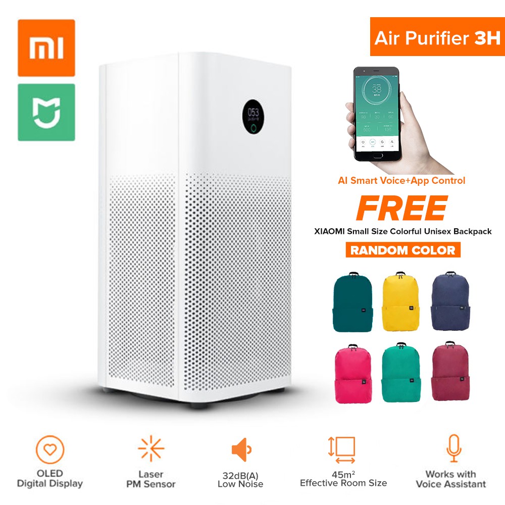 Xiaomi Air Purifier 3H With Smoke Detector OLED Display Smart Voice
