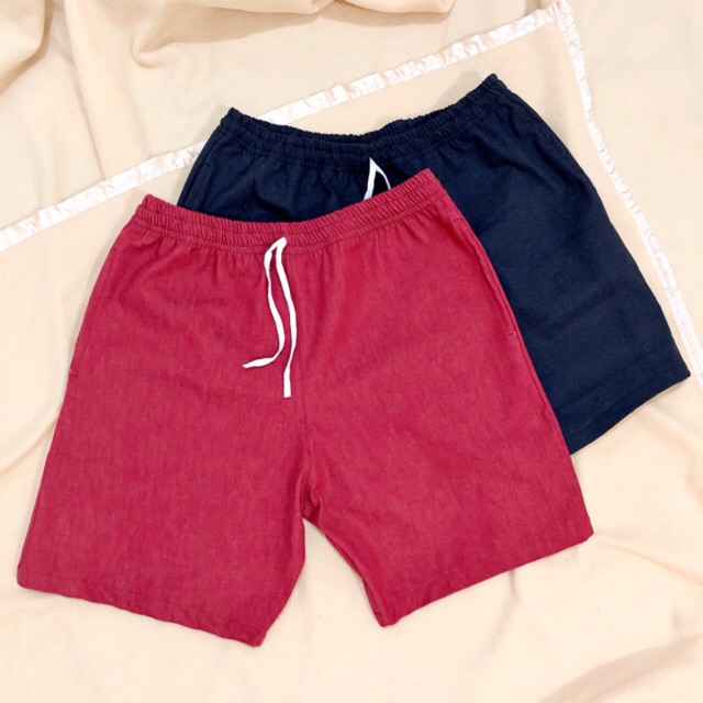 red jogger shorts