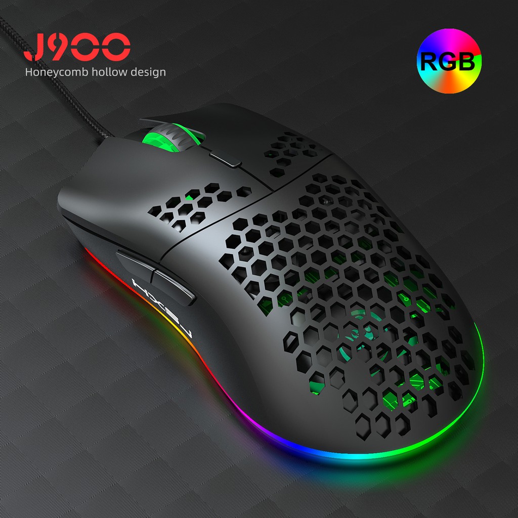 Black RGB Braided Optical Programmable Gaming Mouse 6400 DPI