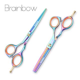 Brainbow 2pcs/Set 5.5'Multi-color Hair Scissors Right-hand Cutting Thinning Hairdressing Scissors