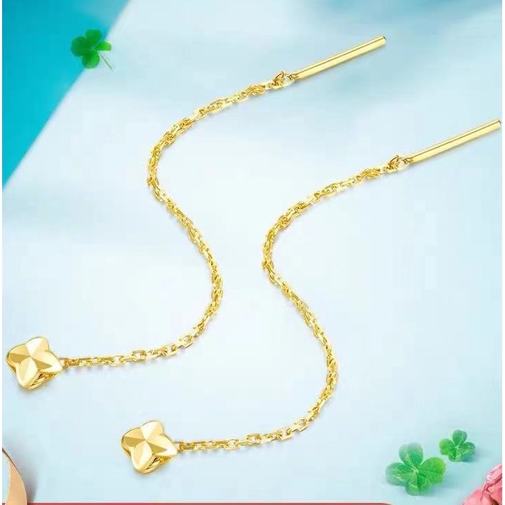 Twin Gold 18K Saudi Gold Pawnable For Ladies and Babies Fashionable Design Stud and Tictac Earrings #6