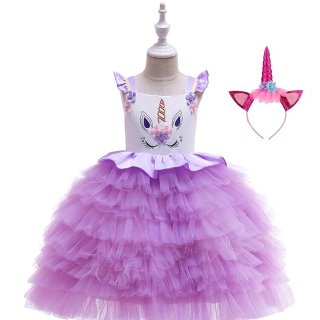 pink and violet unicorn dress