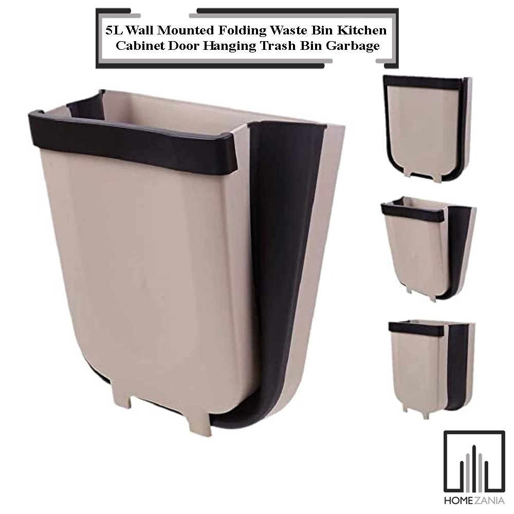 Home Zania 5L Wall Mounted Folding Waste Bin Kitchen Door