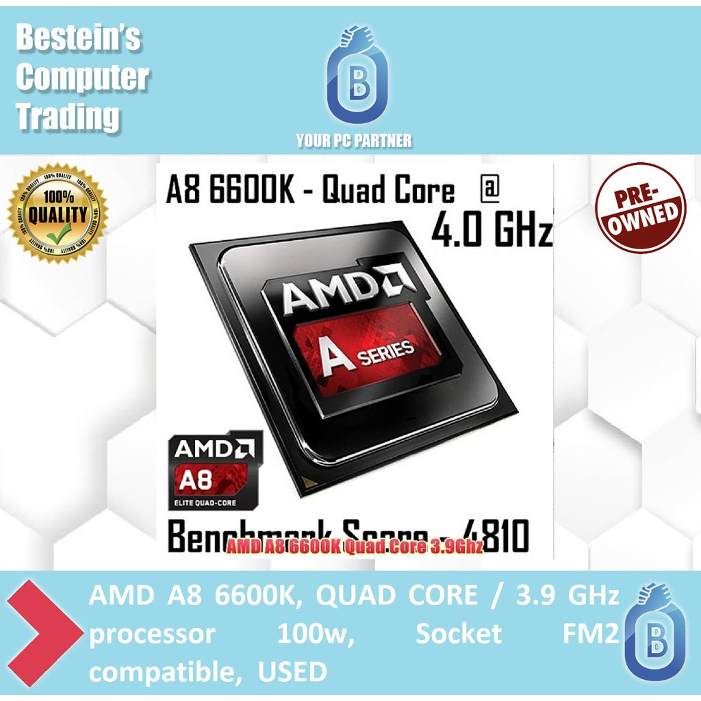 Amd A8 6600k Quad Core 3 9 Ghz Processor 100w Socket Fm2 Compatible Used Shopee Philippines