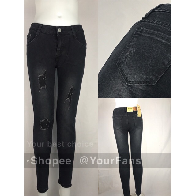 black tattered jeans