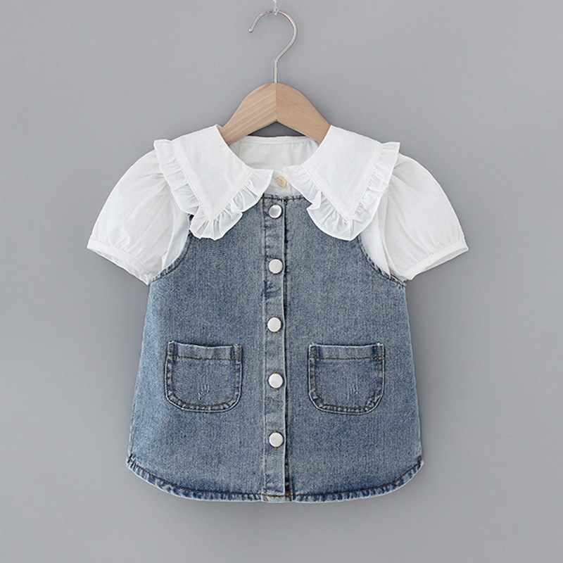 white denim short sleeve shirt