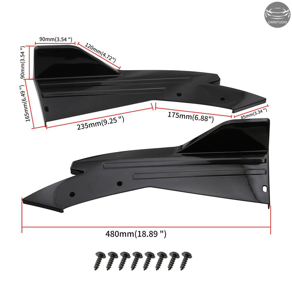 Rear Bumper Lip Splitter Carbon Fiber Universal Car Side Fender Fins ...