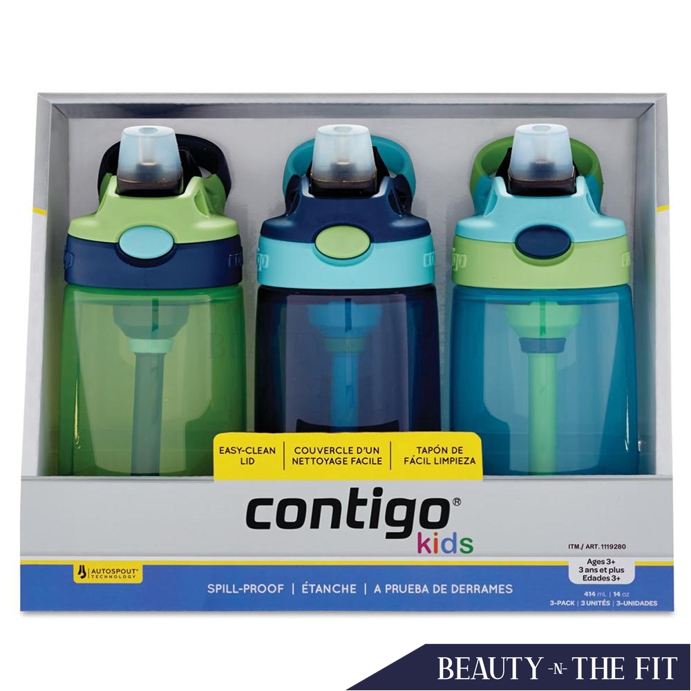 contigo autospout 14oz 2pk kids straw water bottle blue