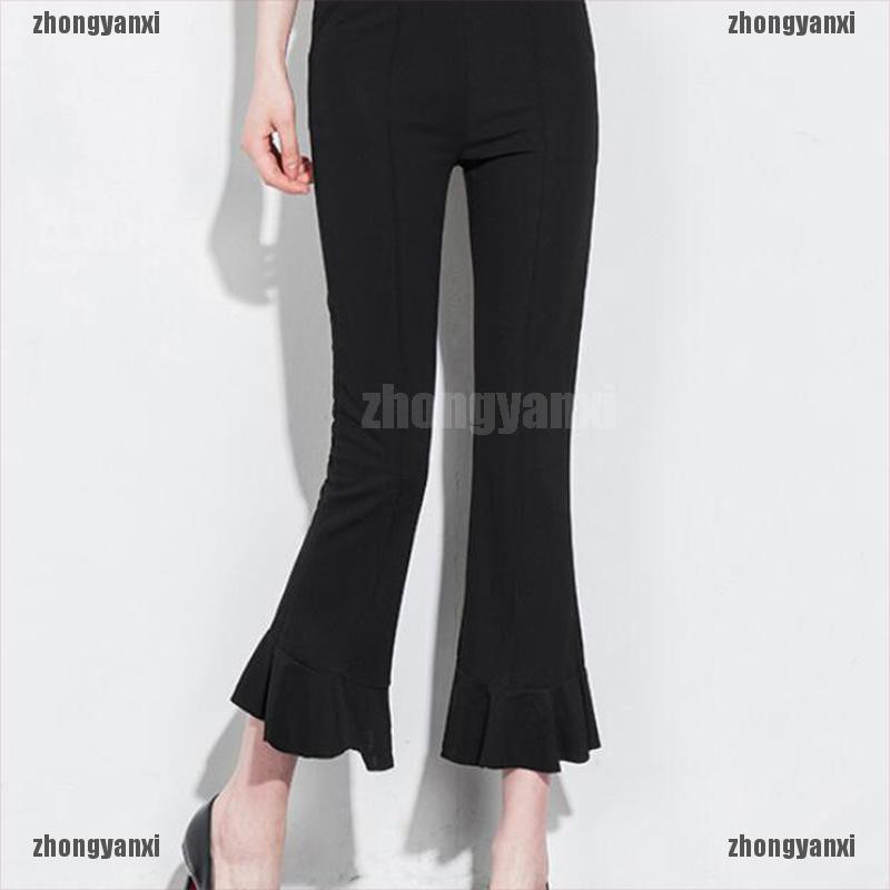 ruffle flare trousers