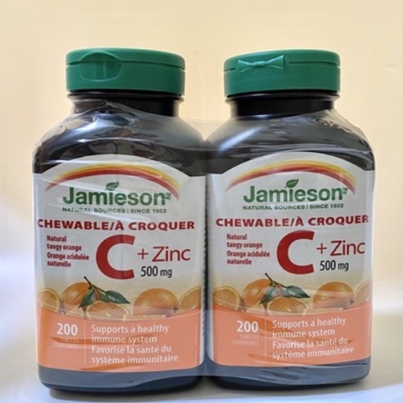 Jamieson Chewable Vitamin C + Zinc, 500 mg Supports a Healthy Immune