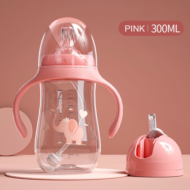 △Two head Baby Feeding Milk Bottle Close to Nature Bady With Handle 180ml 300ml ( 6oz 10oz) Nipple
