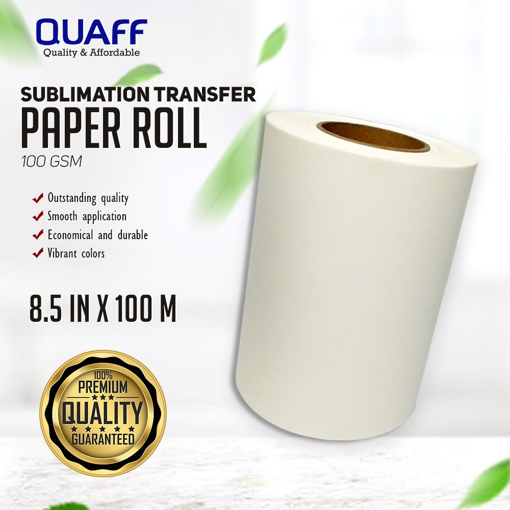 QUAFF Sublimation Transfer Paper Roll 100GSM (8.5 inches x 100 meters