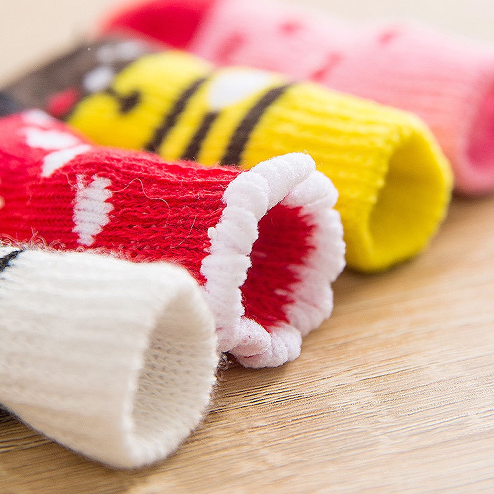 4Pcs Pet Dog Socks with Cute Print Anti-Slip Cats Puppy Shoes Paw Protector Products #9