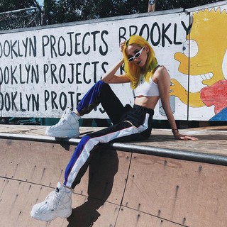 high waist patchwork pants