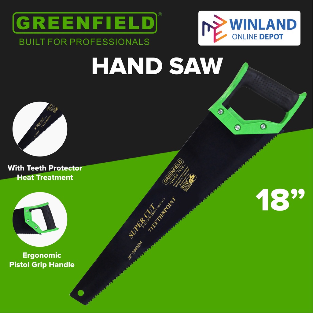GREENFIELD Original Plastic Handle Blue Blade Super Cut Hand Saw 18inch Saw for Cutting Wood