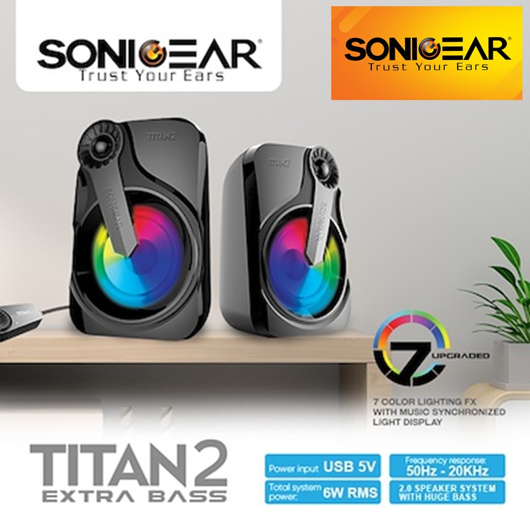 Sonicgear TITAN 2 USB 6W RMS Portable 2.0 Speakers with 7 Color ...