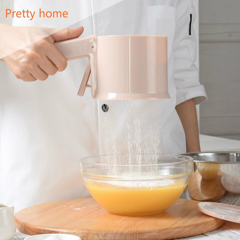 ☁Hand-held Cup Flour Sifter Strainer Powder Mesh Sieve Baking Supplies ...