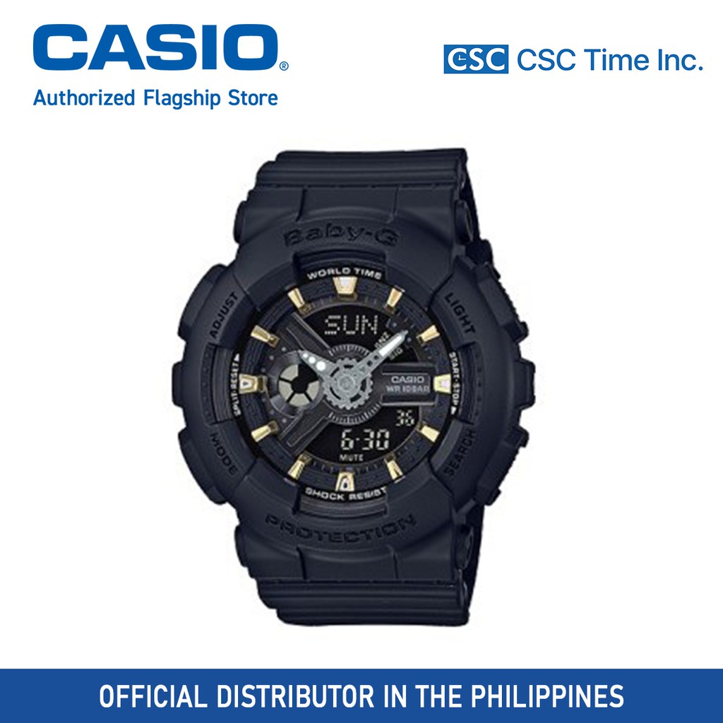 Casio Baby-G (BA-110GA-1ADR) Black Resin Strap Shock Resistant 100 ...