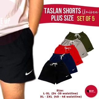 SET OF 5 Plus Size Taslan Shorts | L , XL , 2XL , 3XL | 34-46 waistline Big Size | Quick Drying #3