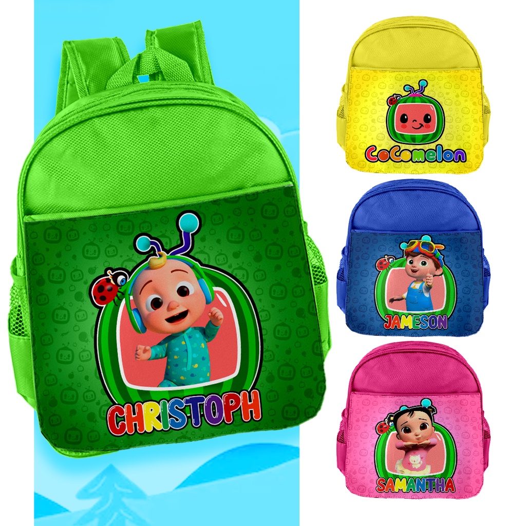 Personalized Kids Backpack Cocomelon Changeable Name And Character Gift  Ideas Cartoon Kiddie Bags | Shopee Philippines