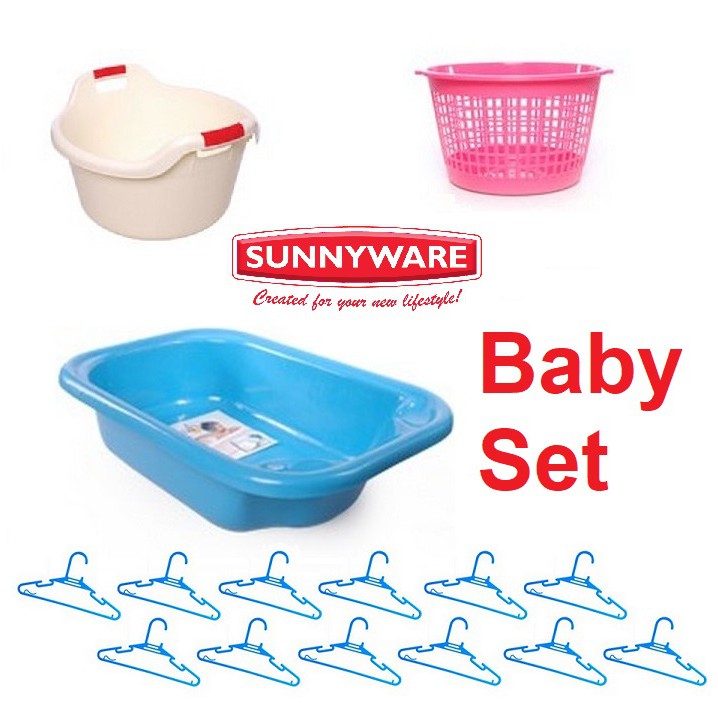 Sunnyware 9925 Baby Bath Tub, Basin, Laundry Basket hanger set Shopee