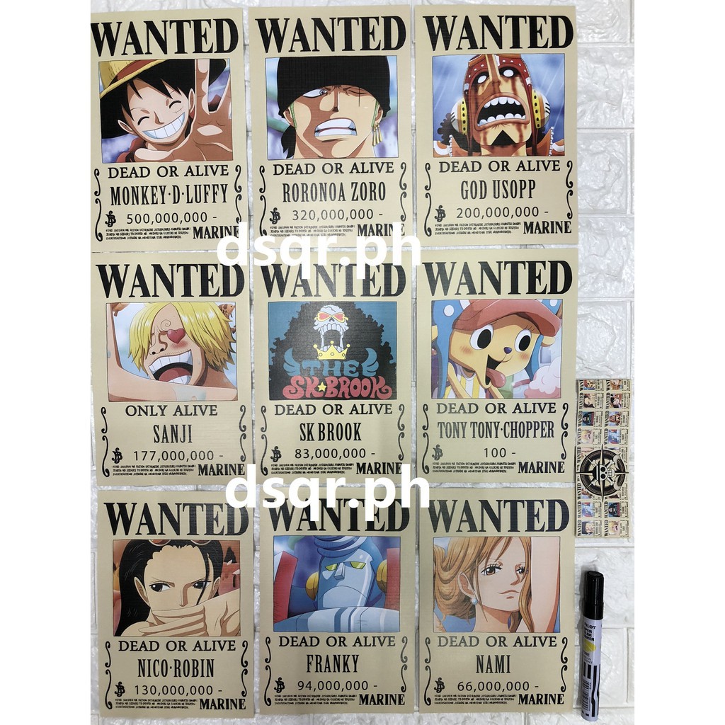 One Piece Poster Wanted Set Of 9 Small Shopee Philippines