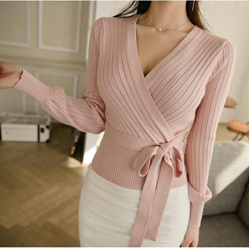 pink wrap cardigan