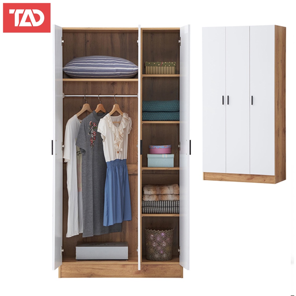 TAD WADE 3 DOOR WOODEN WARDROBE CLOTHES CLOTHES