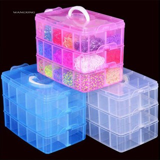 WX_3 Layers 18 Compartments Clear Storage Box Container Jewelry Bead Organizer Case