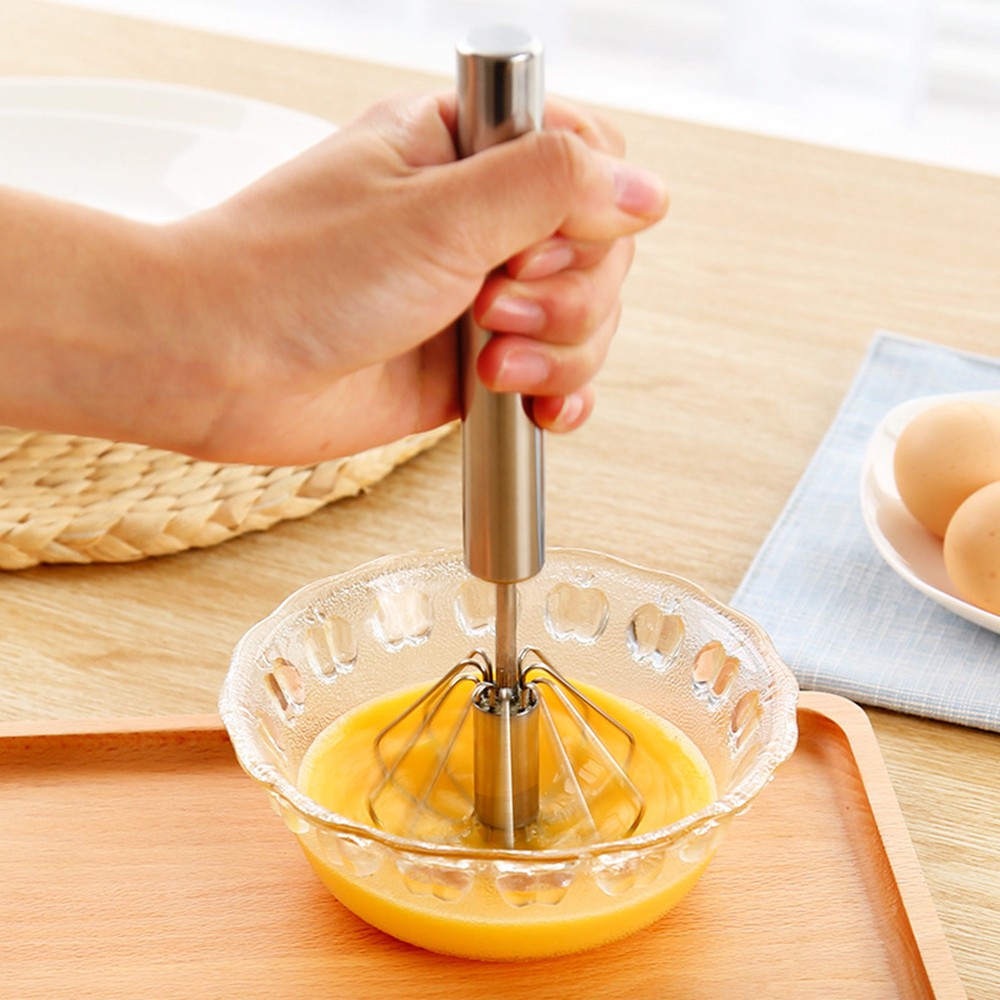 Random Semi-Automatic Whisk Stirrer Mixer Stainless Steel Egg Frother Milk Egg Beater Blender Cooking Kitchen Utensils Tool for Blending Whisking Beating Stirring
