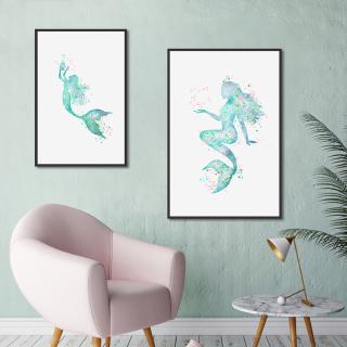 Pictures Canvas Nordic Style Paintings Home Decor Mermaid Wall Art Hd Prints Hotel Watercolor For Living Room Poster Shopee Philippines