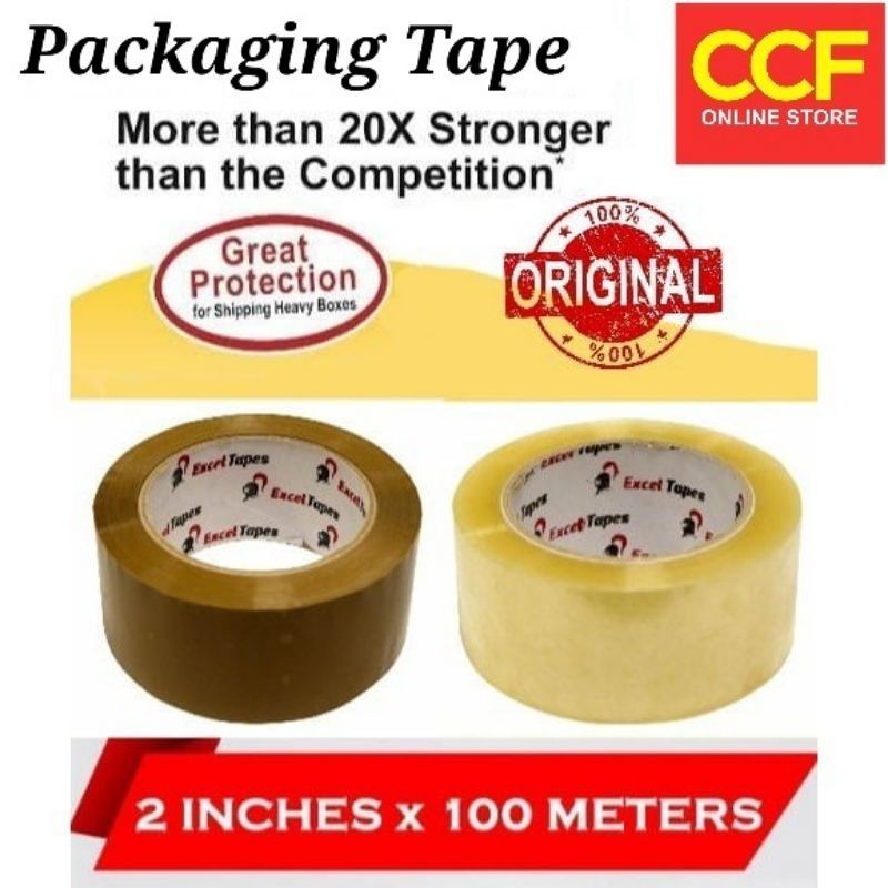 Excel Packaging Packing Tape 2 inch x 100 meters Clear / Brown (45