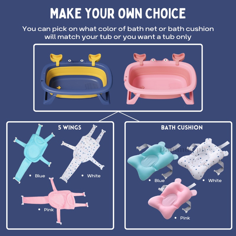 DAPANDA Foldable Baby Bath Tub Collapsible Portable Folding Tubs Shower Baby Bathtub Basin Freebies