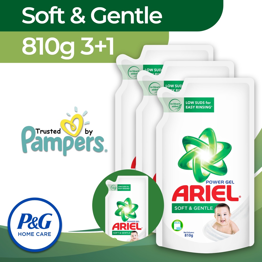 [BUNDLE] Ariel Liquid Detergent Soft & Gentle 810g x 4 Refill (Laundry ...