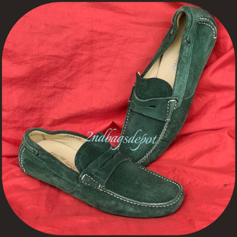 Sz 6UK 7 US Mens Ferragamo Green Suede Loafers Driving Shoes | Shopee  Philippines