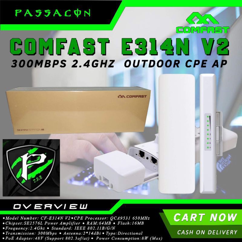 COMFAST CF-E314N V2 300Mbps Wireless Outdoor ap CPE Bridge Directional ...
