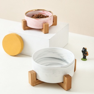 Marble Ceramic Double Bowl For Dog Cat Puppy Water Food Drinking Feeder Small Animal Dispenser Multi #3